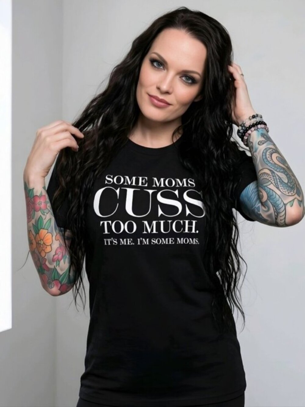 Fashion Nova Some Moms Cuss Too Much Graphic Tee Black Cotton Crew Sz 2XL NWT